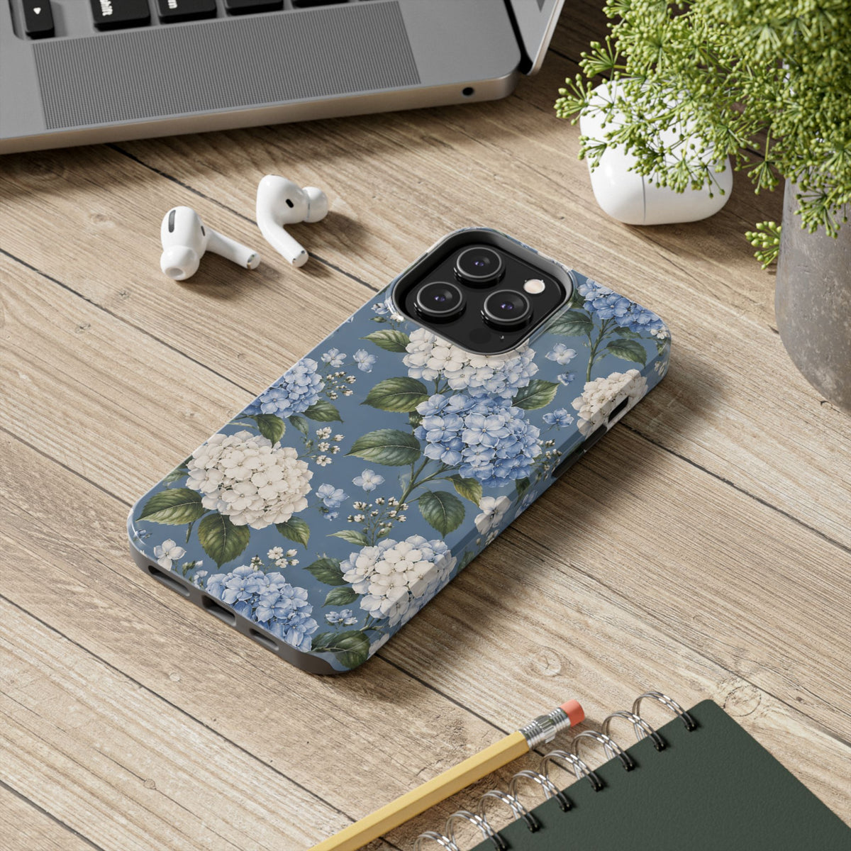 Hydrangea Blue Tough Phone Case — Floral Protective Phone Cover