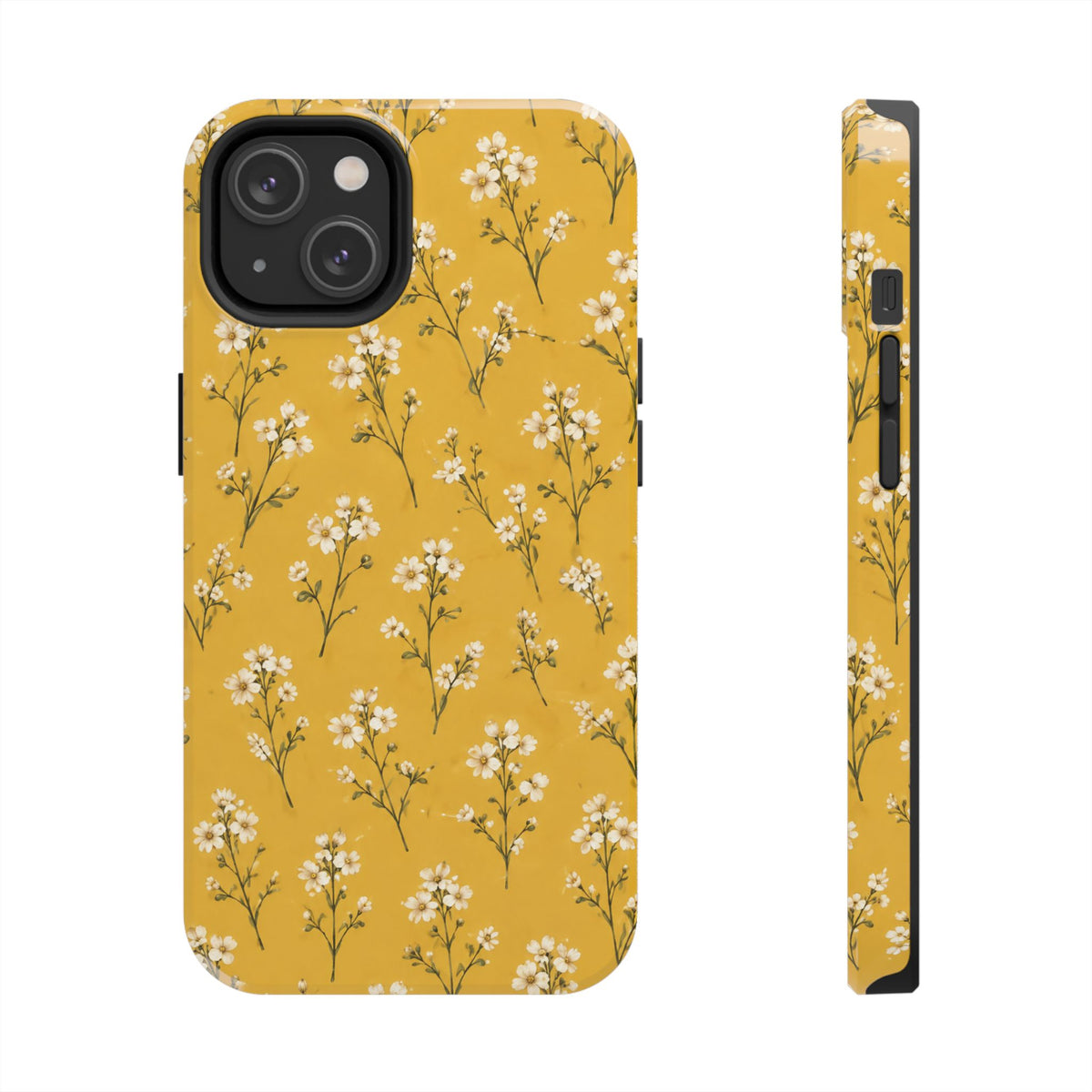 Mustard Floral Tough Phone Case — Daisy Sprig Protective Phone Case
