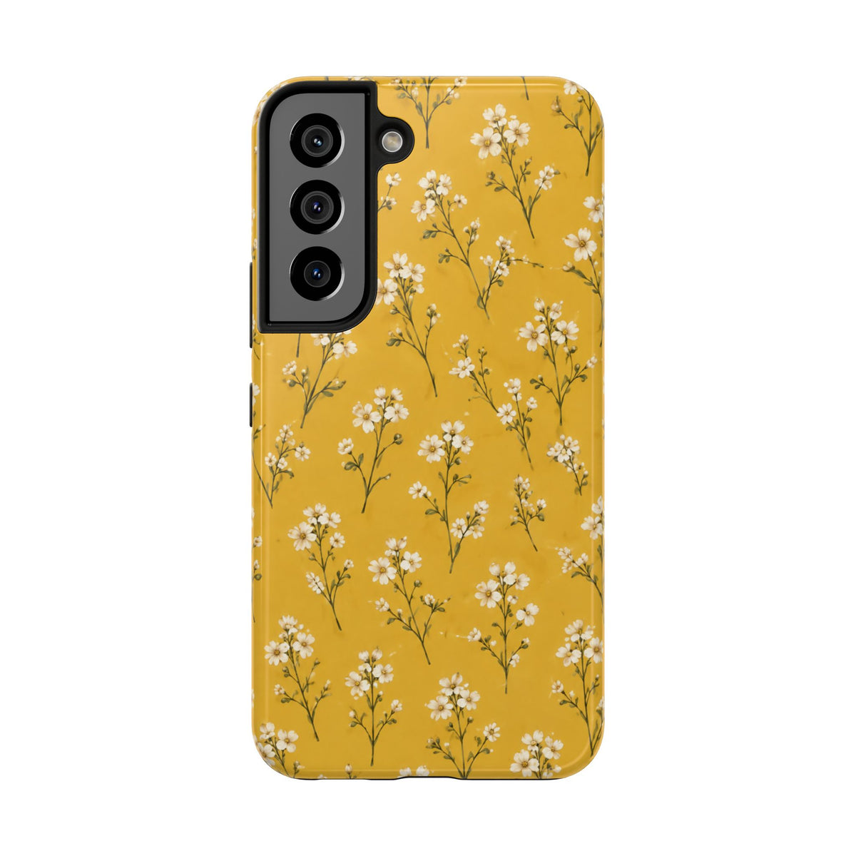 Mustard Floral Tough Phone Case — Daisy Sprig Protective Phone Case