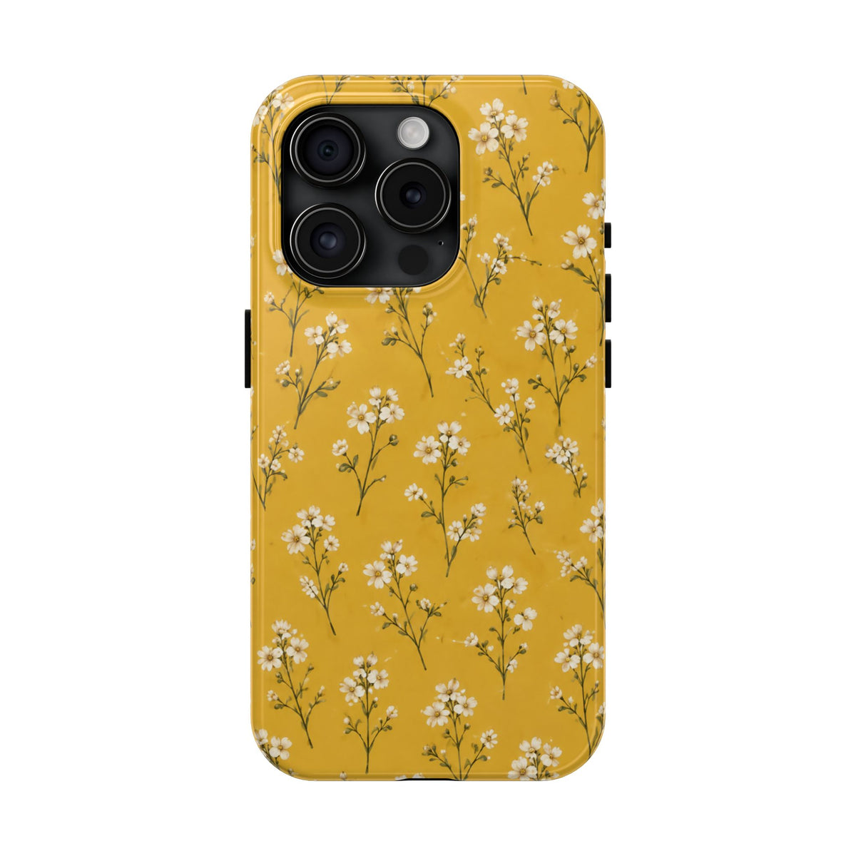 Mustard Floral Tough Phone Case — Daisy Sprig Protective Phone Case