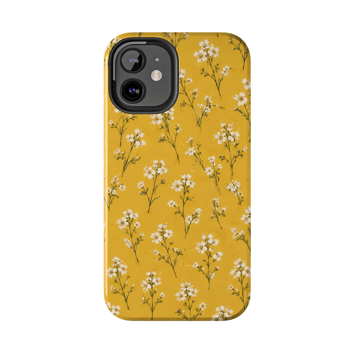 Mustard Floral Tough Phone Case — Daisy Sprig Protective Phone Case
