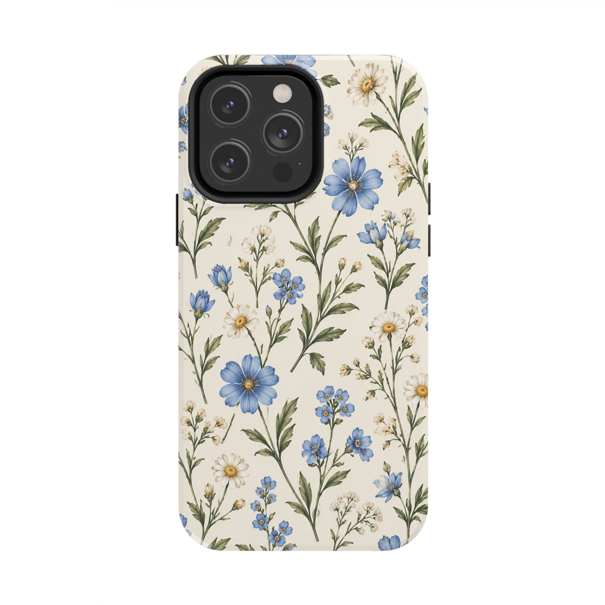 Blue Wildflower Tough Phone Case — Floral Protective Phone Cover