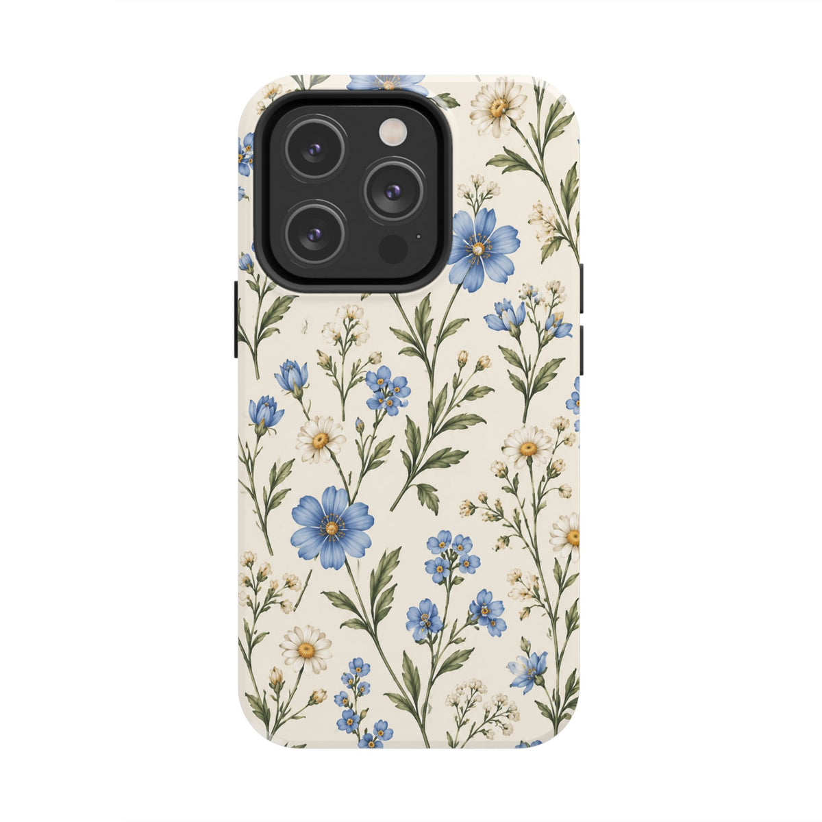 Blue Wildflower Tough Phone Case — Floral Protective Phone Cover