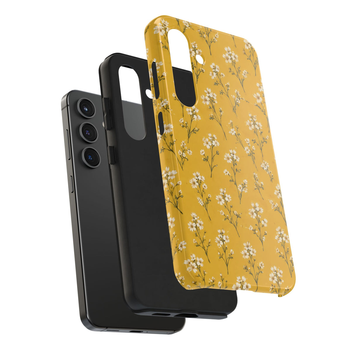 Mustard Floral Tough Phone Case — Daisy Sprig Protective Phone Case