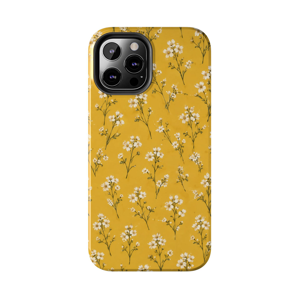 Mustard Floral Tough Phone Case — Daisy Sprig Protective Phone Case