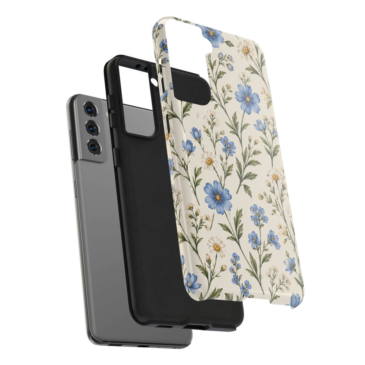 Blue Wildflower Tough Phone Case — Floral Protective Phone Cover