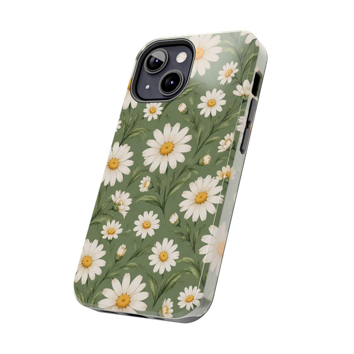 Daisy Pattern Tough Phone Case — Protective Floral iPhone Case