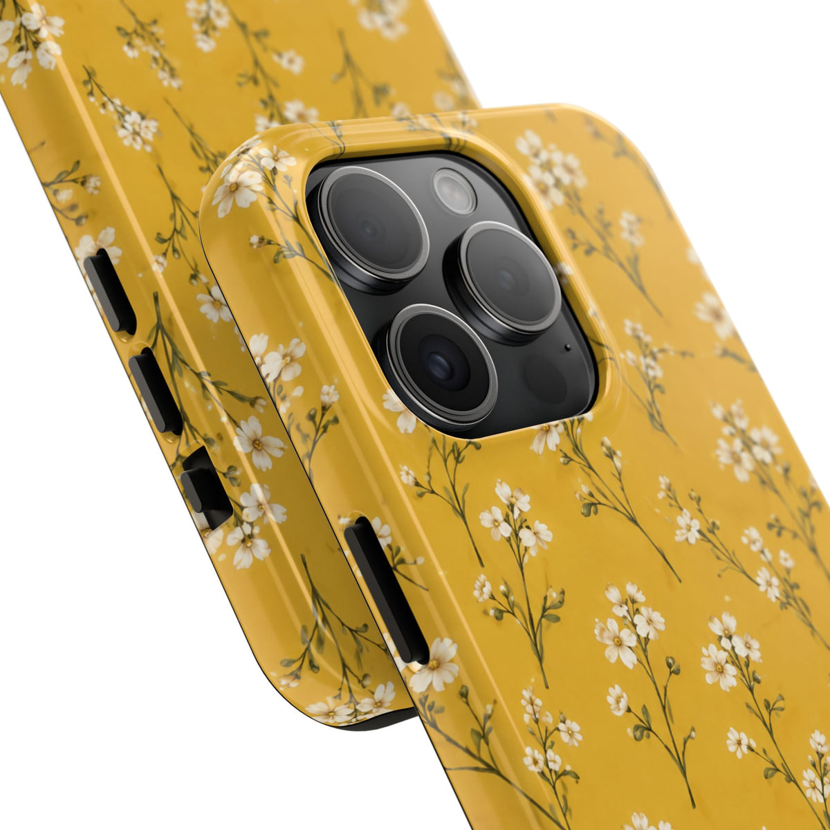 Mustard Floral Tough Phone Case — Daisy Sprig Protective Phone Case