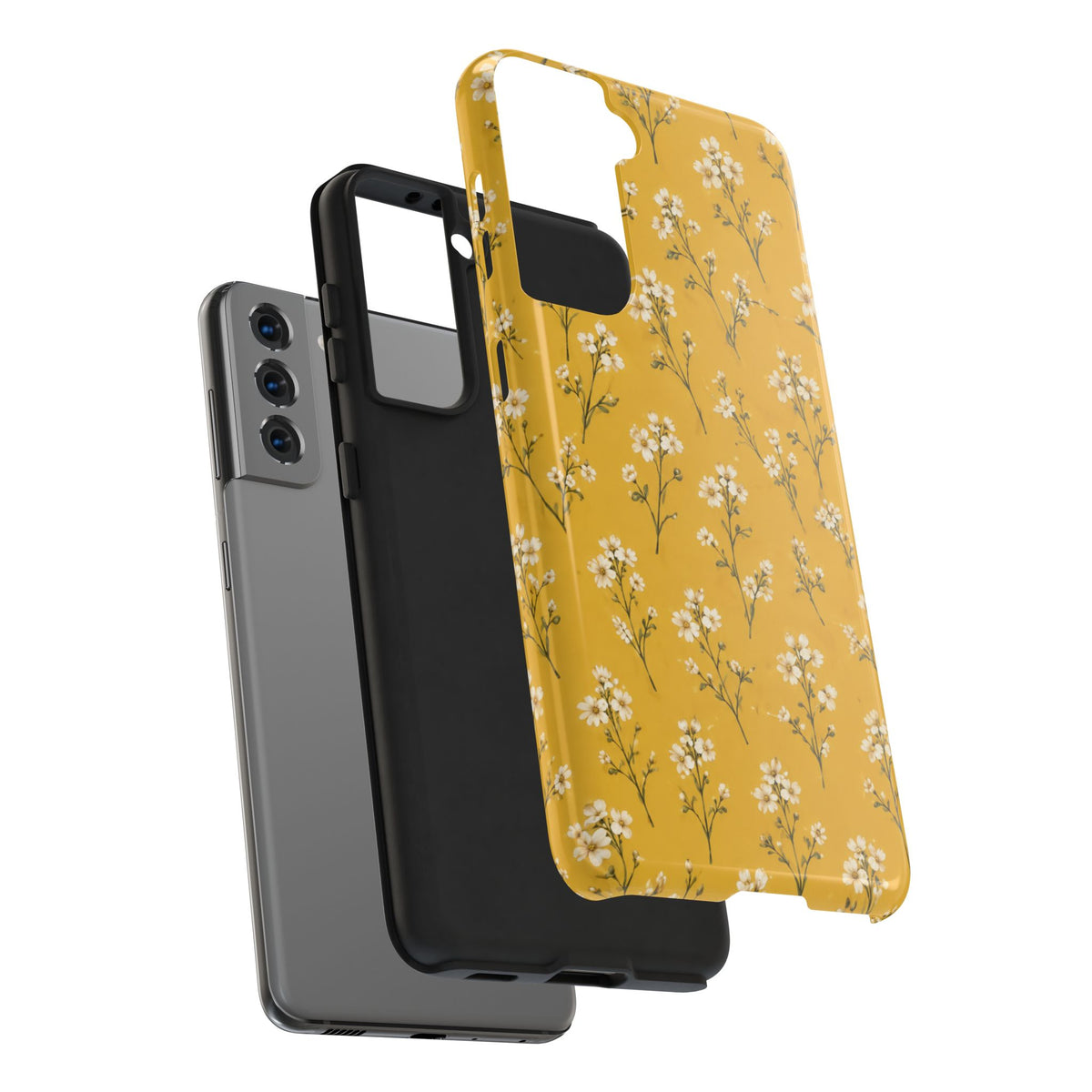Mustard Floral Tough Phone Case — Daisy Sprig Protective Phone Case
