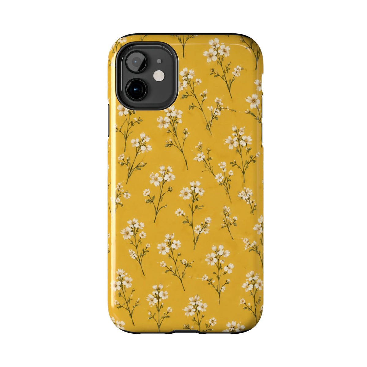 Mustard Floral Tough Phone Case — Daisy Sprig Protective Phone Case