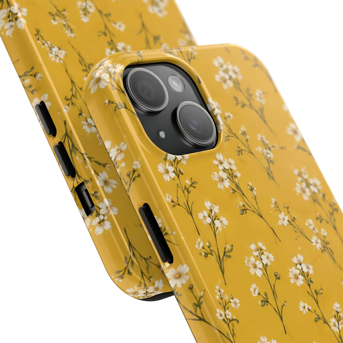 Mustard Floral Tough Phone Case — Daisy Sprig Protective Phone Case