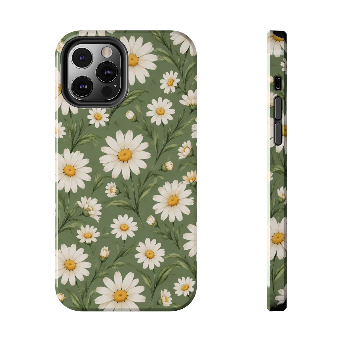 Daisy Pattern Tough Phone Case — Protective Floral iPhone Case