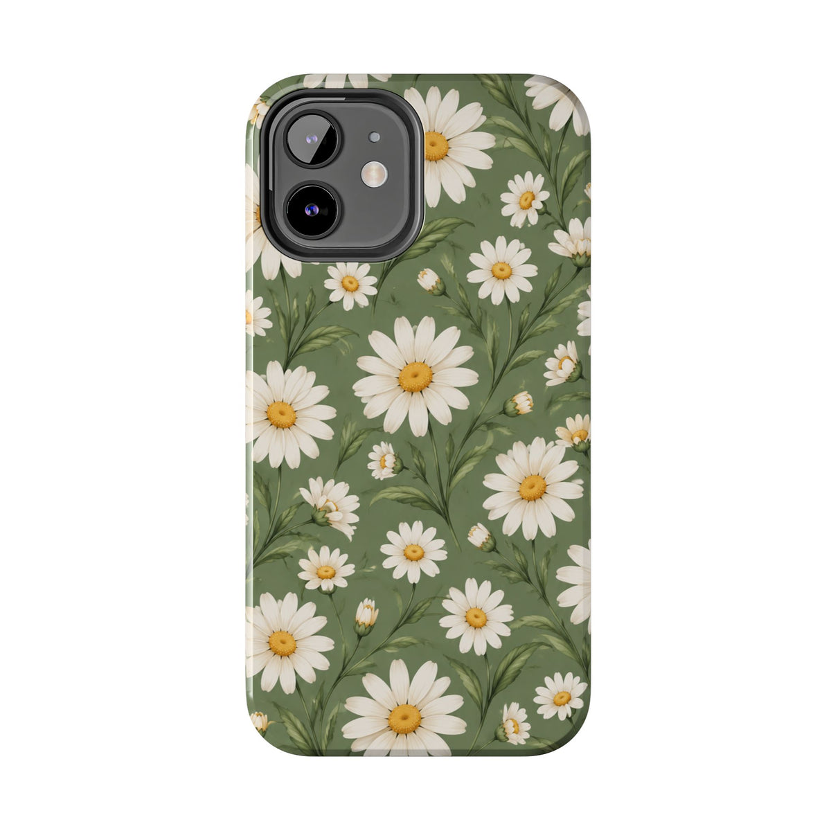Daisy Pattern Tough Phone Case — Protective Floral iPhone Case