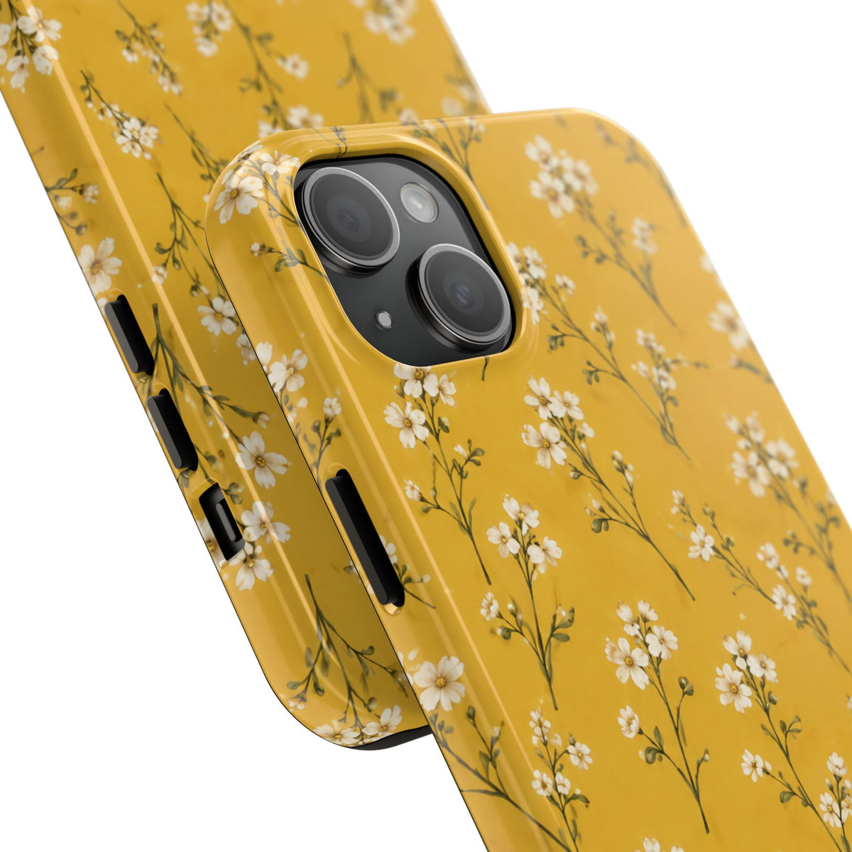 Mustard Floral Tough Phone Case — Daisy Sprig Protective Phone Case