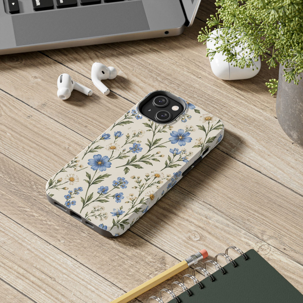 Blue Wildflower Tough Phone Case — Floral Protective Phone Cover
