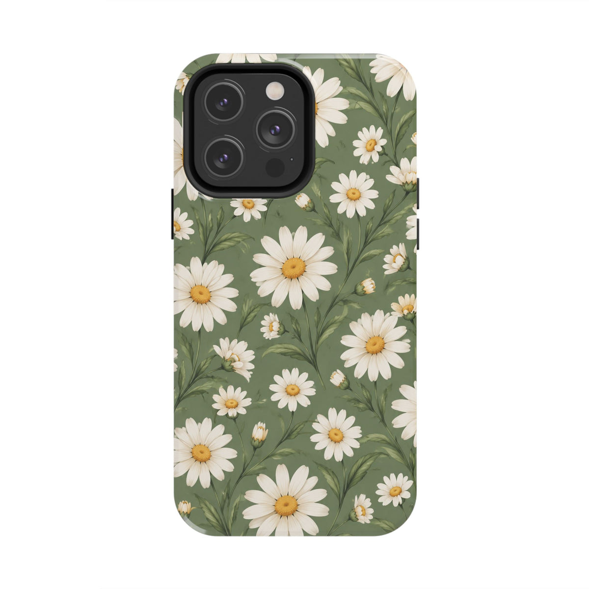 Daisy Pattern Tough Phone Case — Protective Floral iPhone Case