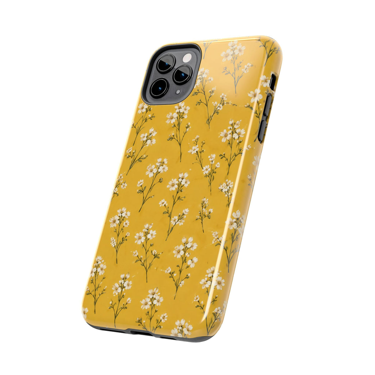 Mustard Floral Tough Phone Case — Daisy Sprig Protective Phone Case