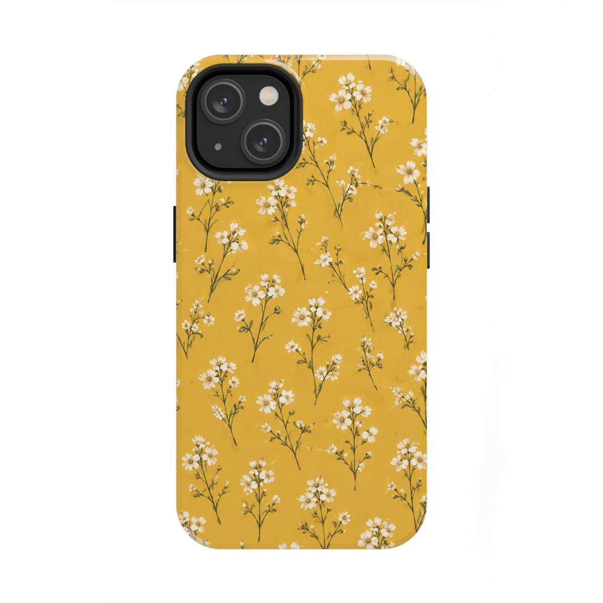 Mustard Floral Tough Phone Case — Daisy Sprig Protective Phone Case