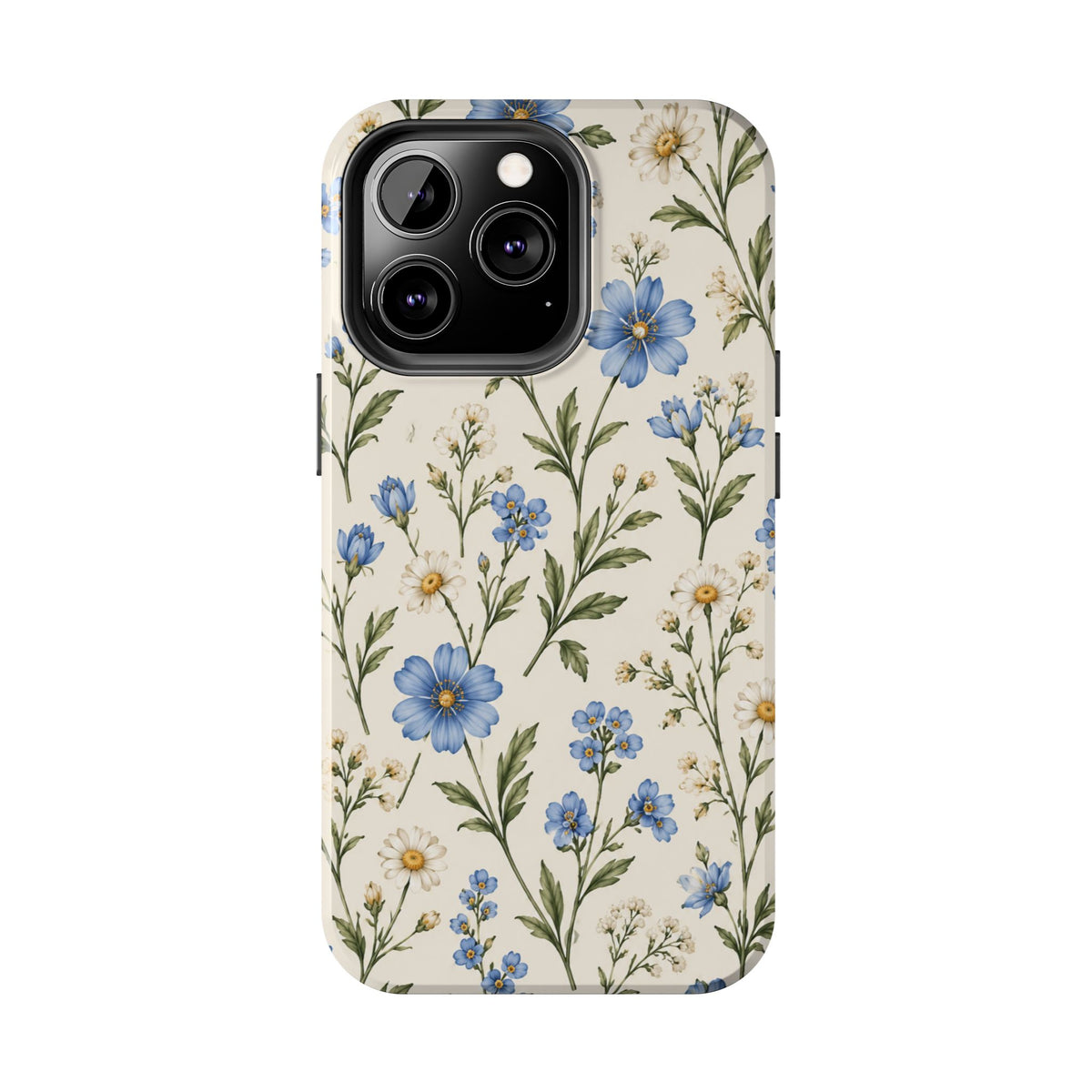 Blue Wildflower Tough Phone Case — Floral Protective Phone Cover