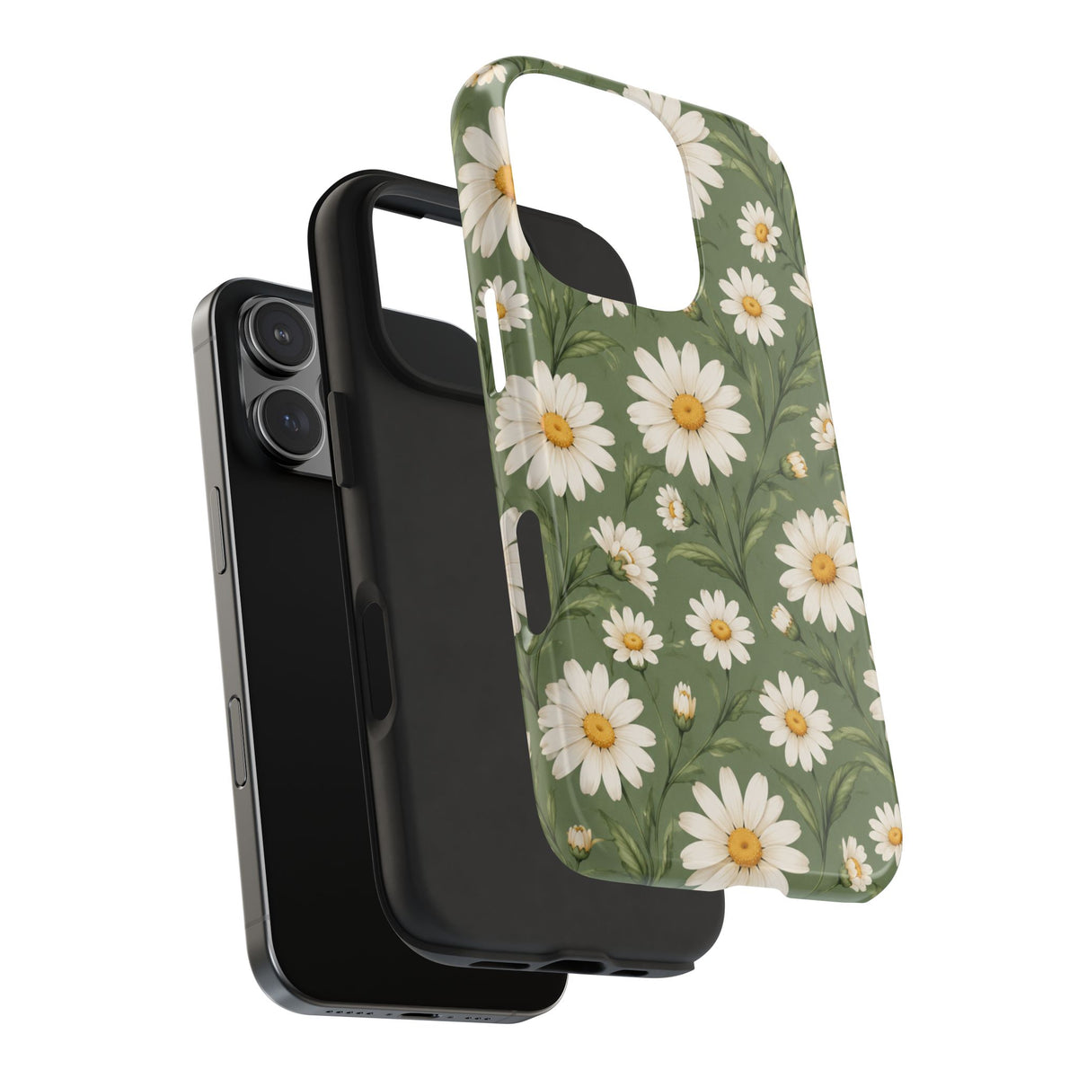 Daisy Pattern Tough Phone Case — Protective Floral iPhone Case