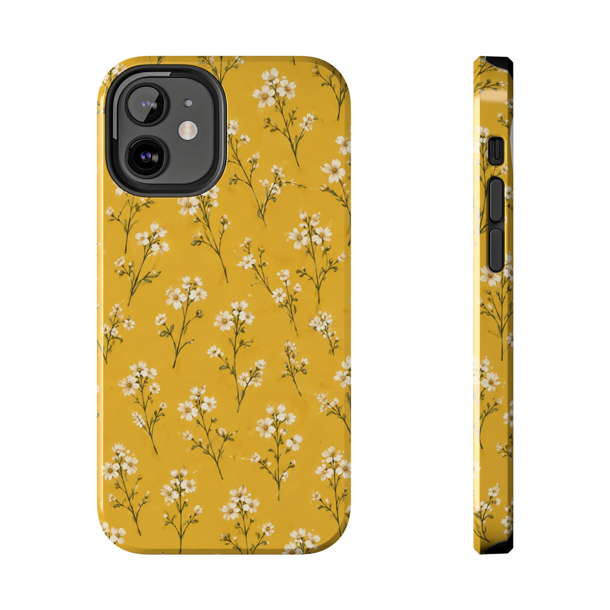 Mustard Floral Tough Phone Case — Daisy Sprig Protective Phone Case