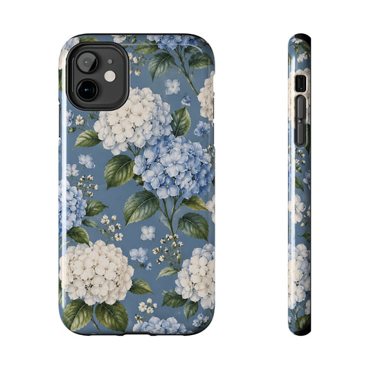 Hydrangea Blue Tough Phone Case — Floral Protective Phone Cover