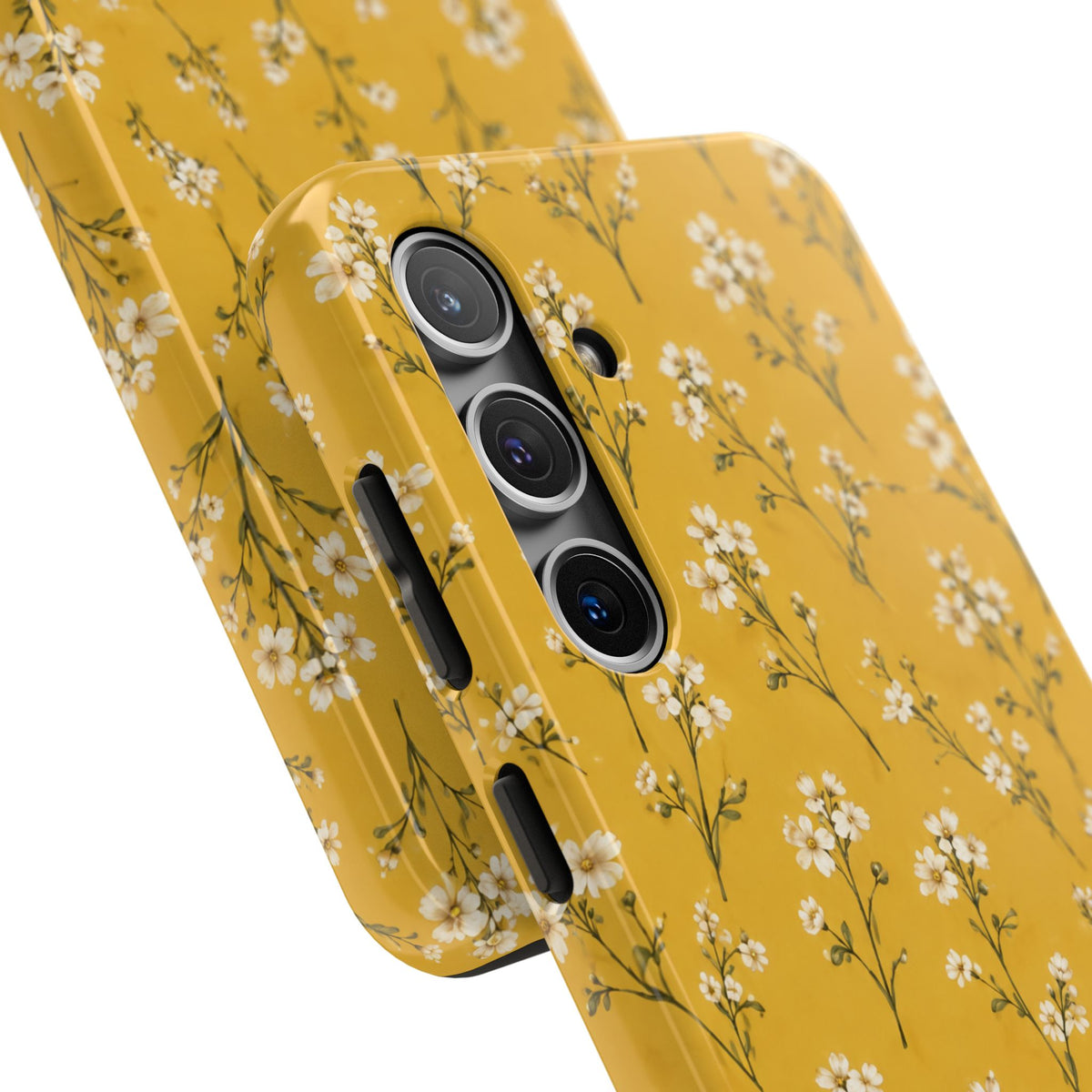Mustard Floral Tough Phone Case — Daisy Sprig Protective Phone Case