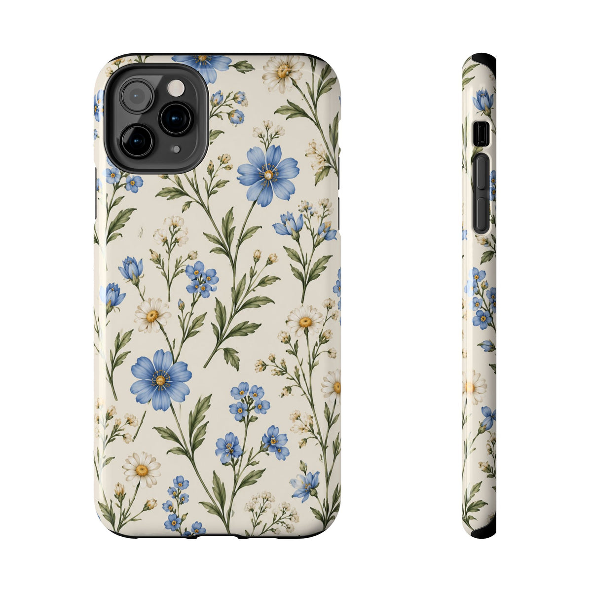 Blue Wildflower Tough Phone Case — Floral Protective Phone Cover