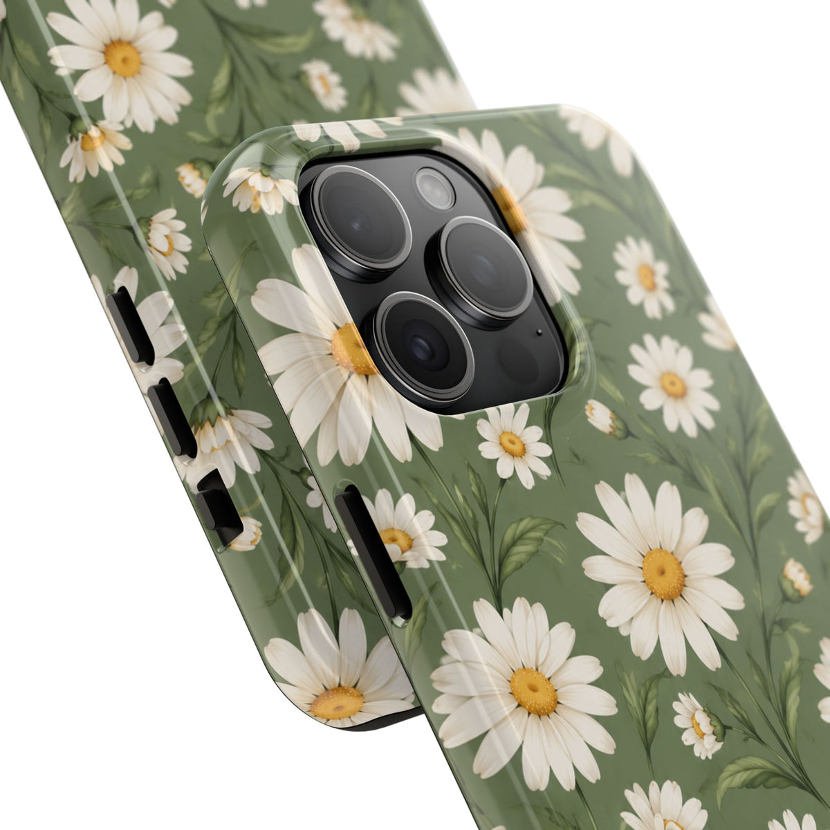 Daisy Pattern Tough Phone Case — Protective Floral iPhone Case