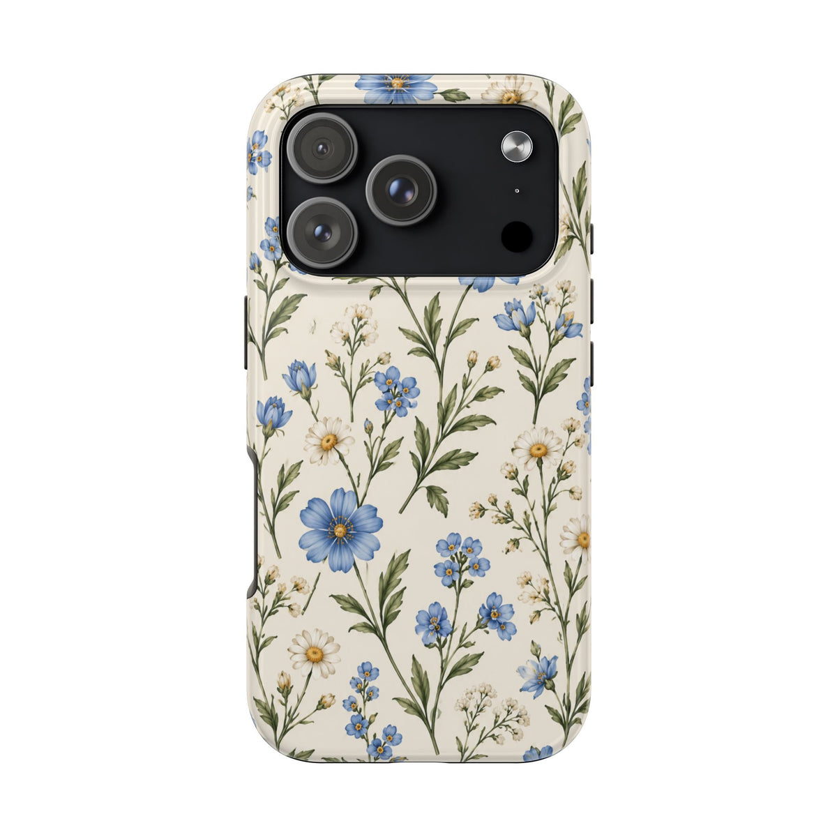 Blue Wildflower Tough Phone Case — Floral Protective Phone Cover