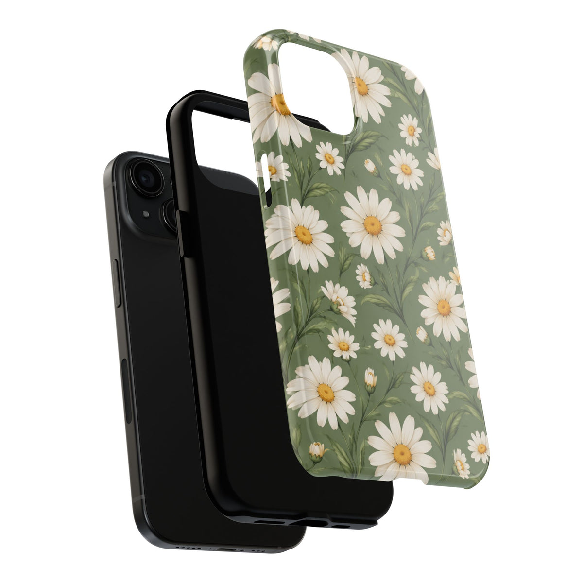 Daisy Pattern Tough Phone Case — Protective Floral iPhone Case