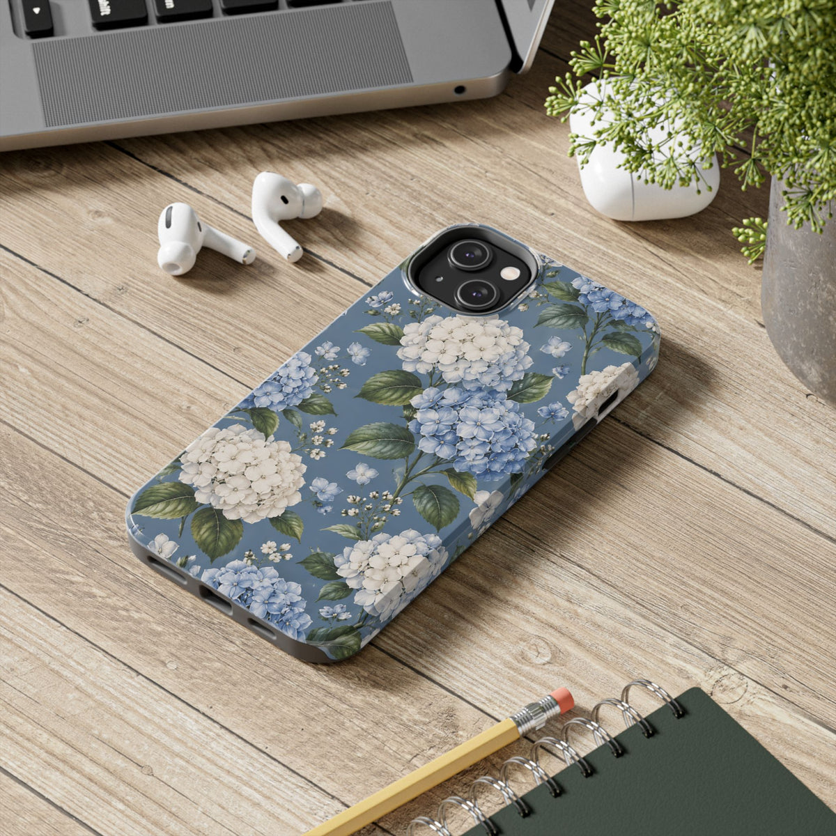 Hydrangea Blue Tough Phone Case — Floral Protective Phone Cover