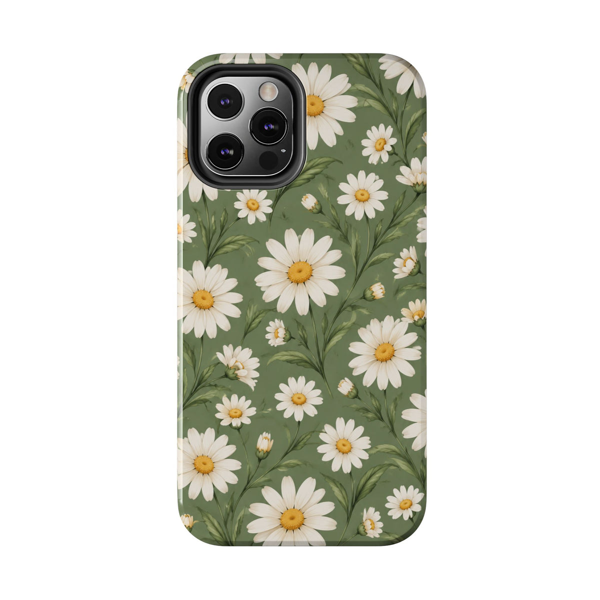 Daisy Pattern Tough Phone Case — Protective Floral iPhone Case