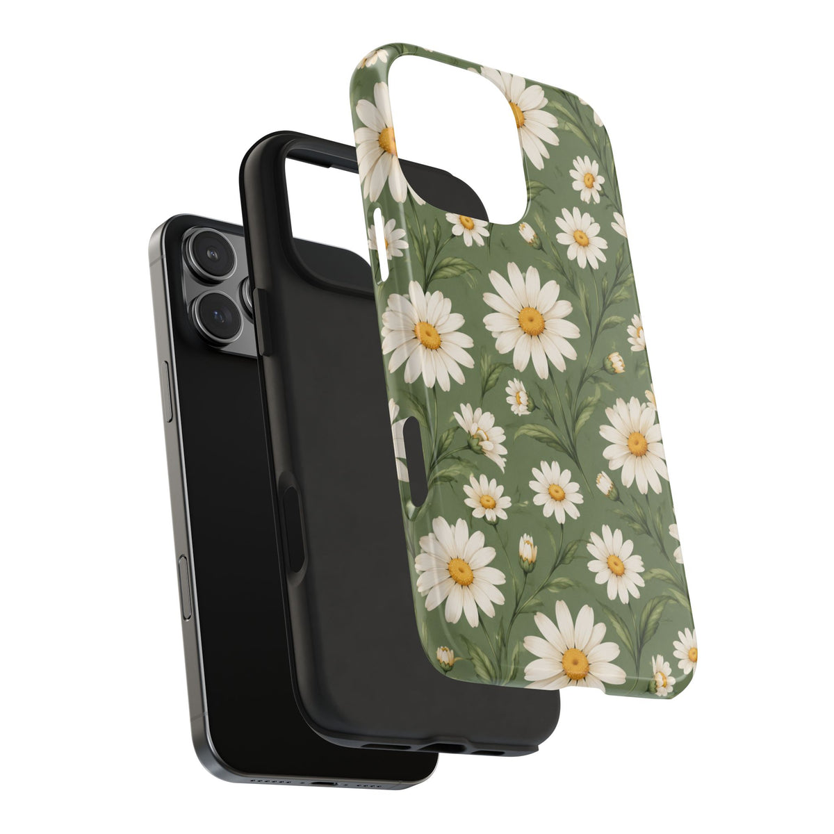 Daisy Pattern Tough Phone Case — Protective Floral iPhone Case