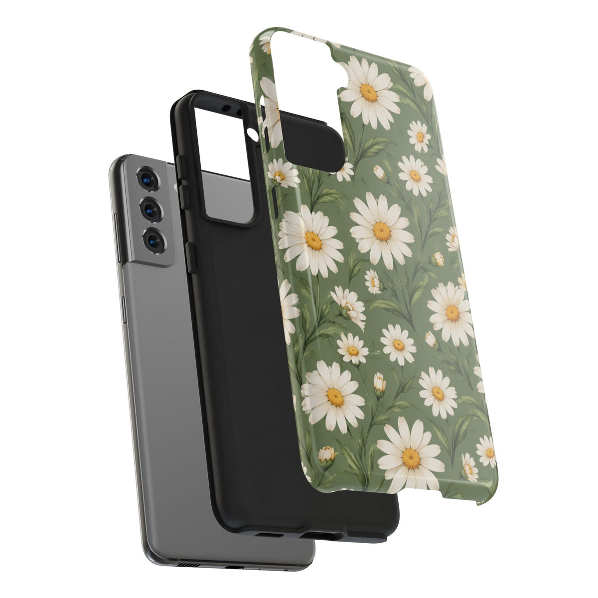 Daisy Pattern Tough Phone Case — Protective Floral iPhone Case