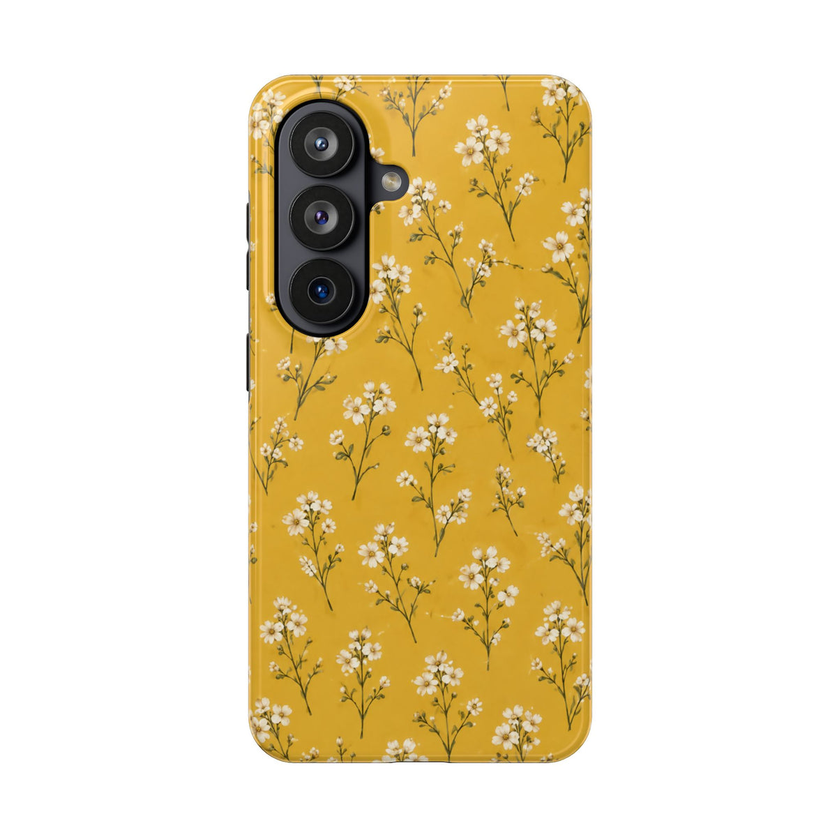 Mustard Floral Tough Phone Case — Daisy Sprig Protective Phone Case