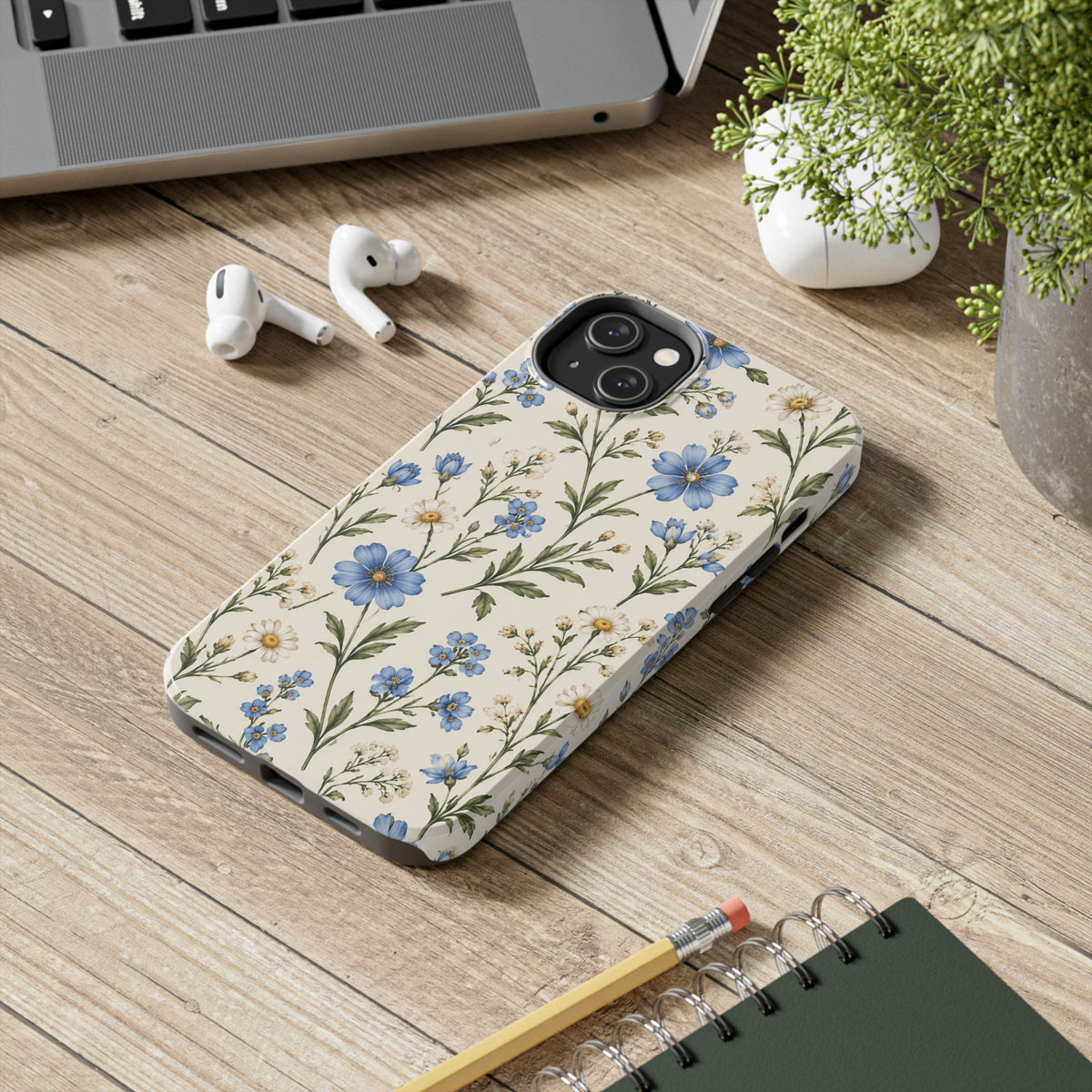 Blue Wildflower Tough Phone Case — Floral Protective Phone Cover