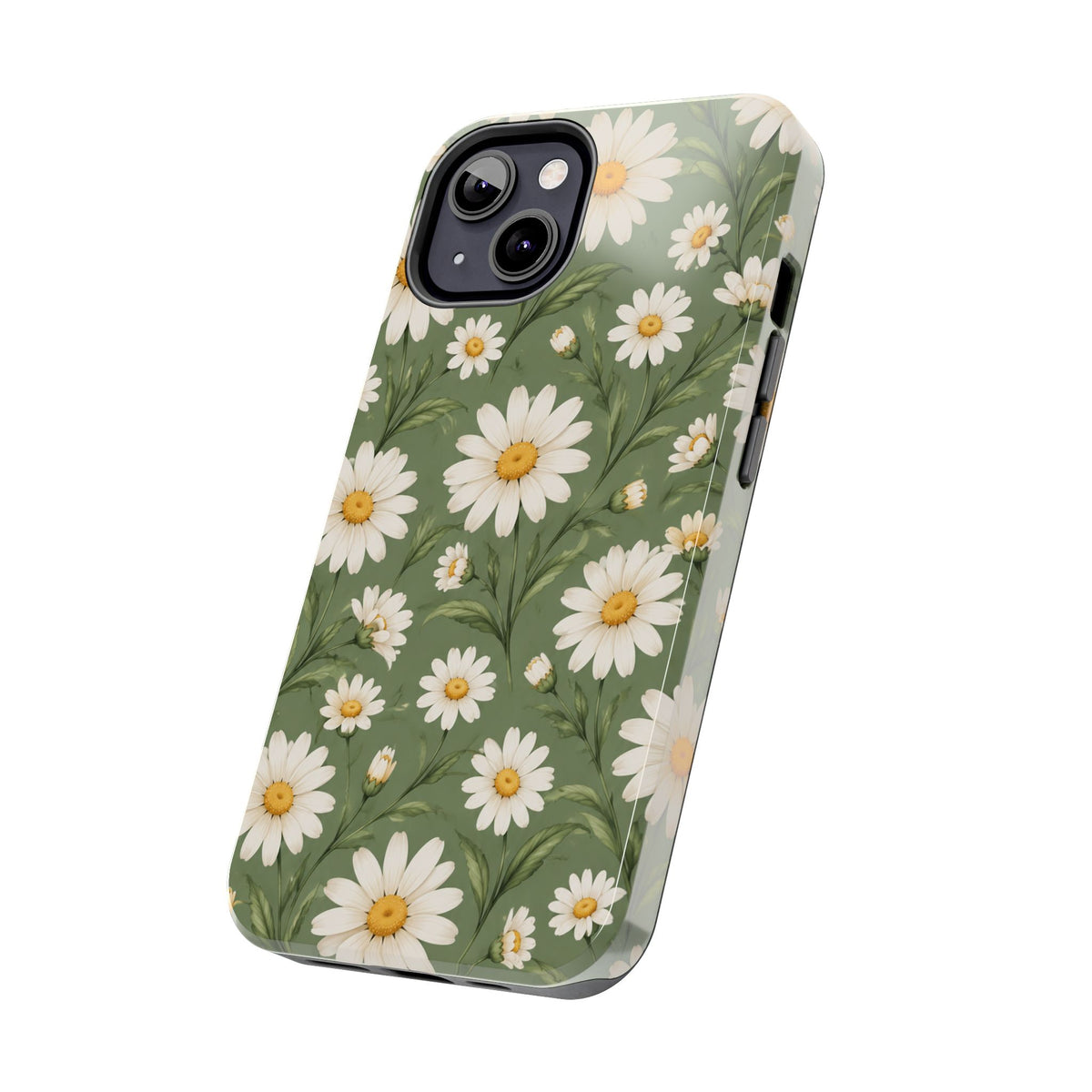Daisy Pattern Tough Phone Case — Protective Floral iPhone Case