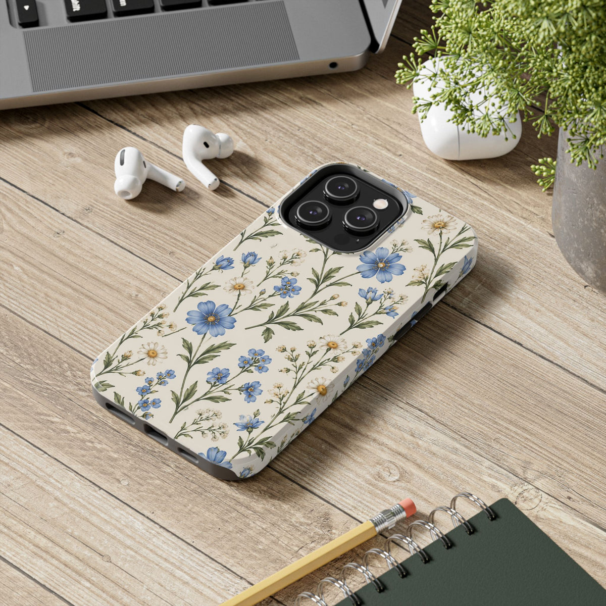 Blue Wildflower Tough Phone Case — Floral Protective Phone Cover