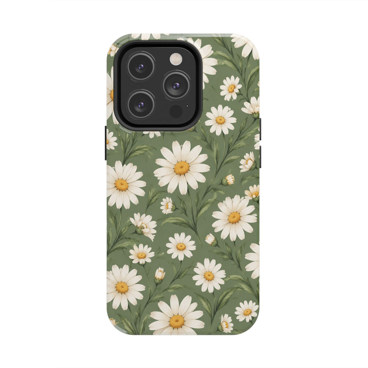 Daisy Pattern Tough Phone Case — Protective Floral iPhone Case
