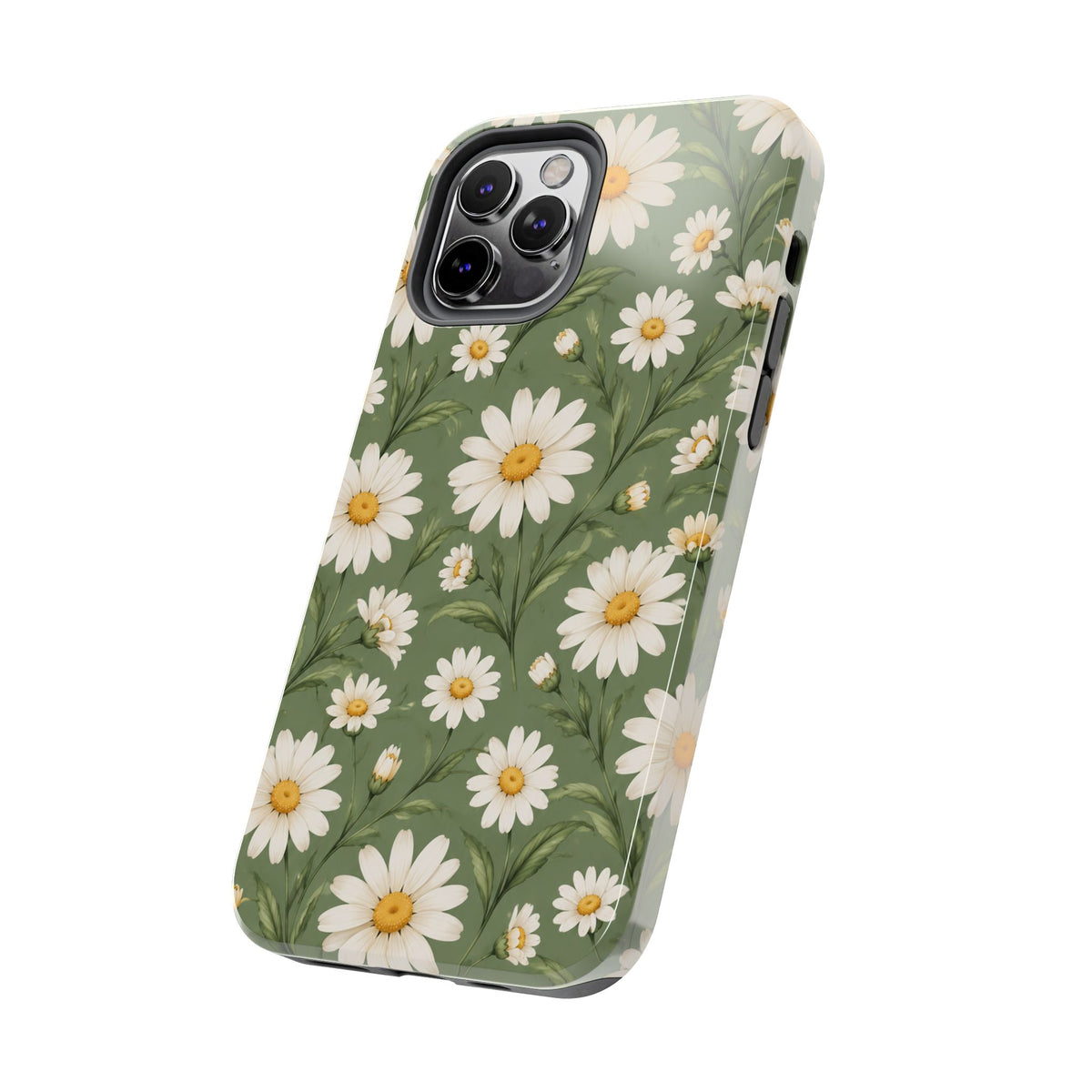 Daisy Pattern Tough Phone Case — Protective Floral iPhone Case