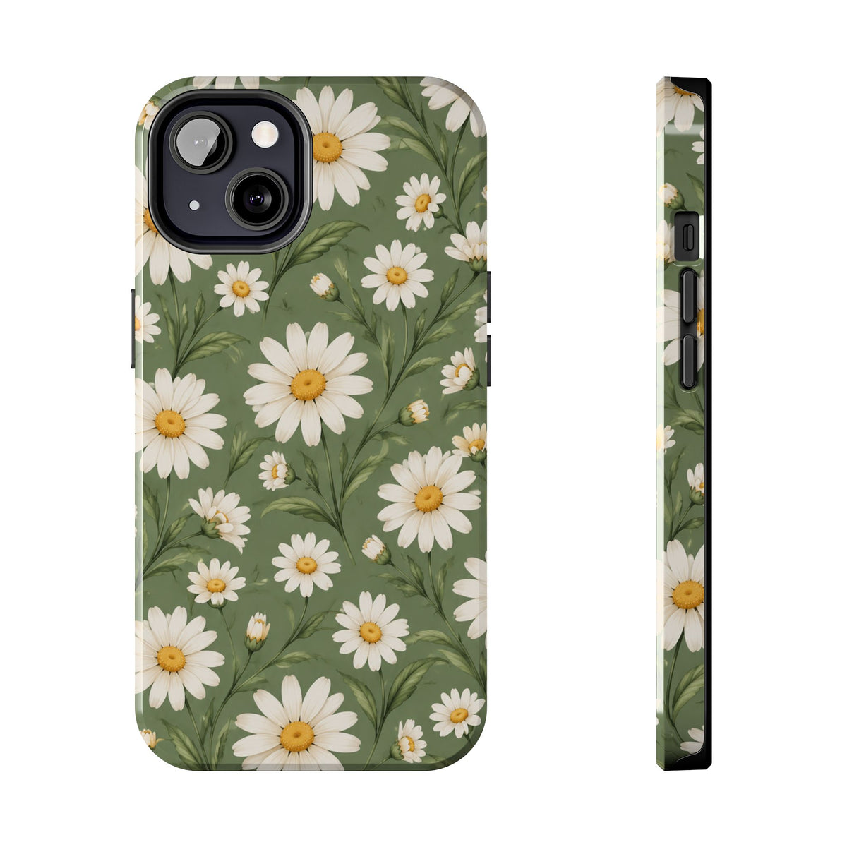 Daisy Pattern Tough Phone Case — Protective Floral iPhone Case