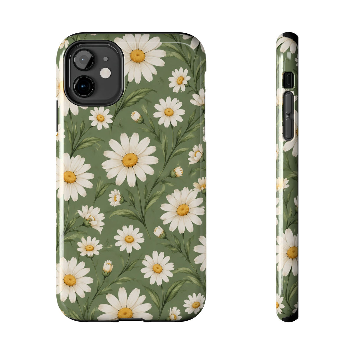 Daisy Pattern Tough Phone Case — Protective Floral iPhone Case