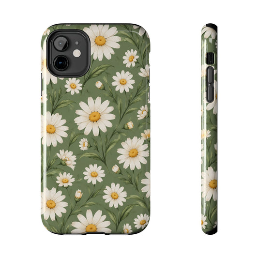 Daisy Pattern Tough Phone Case — Protective Floral iPhone Case