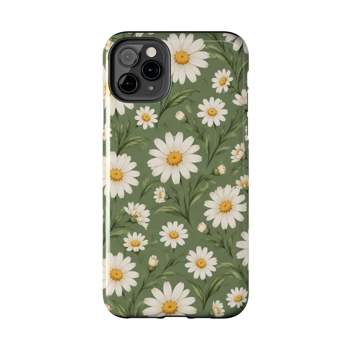 Daisy Pattern Tough Phone Case — Protective Floral iPhone Case