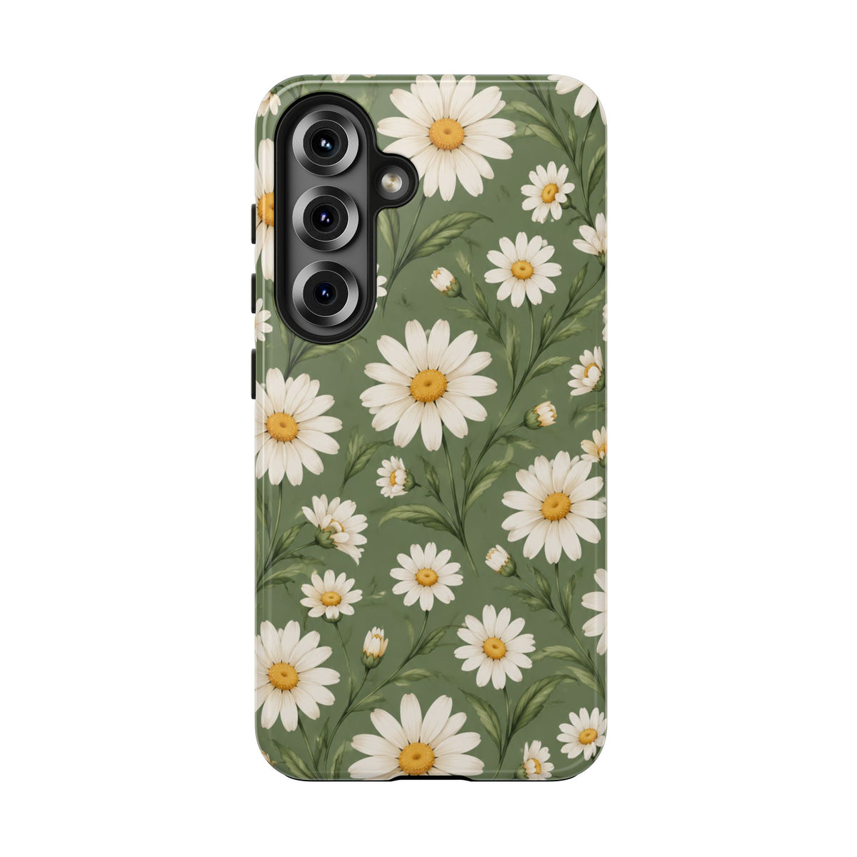 Daisy Pattern Tough Phone Case — Protective Floral iPhone Case