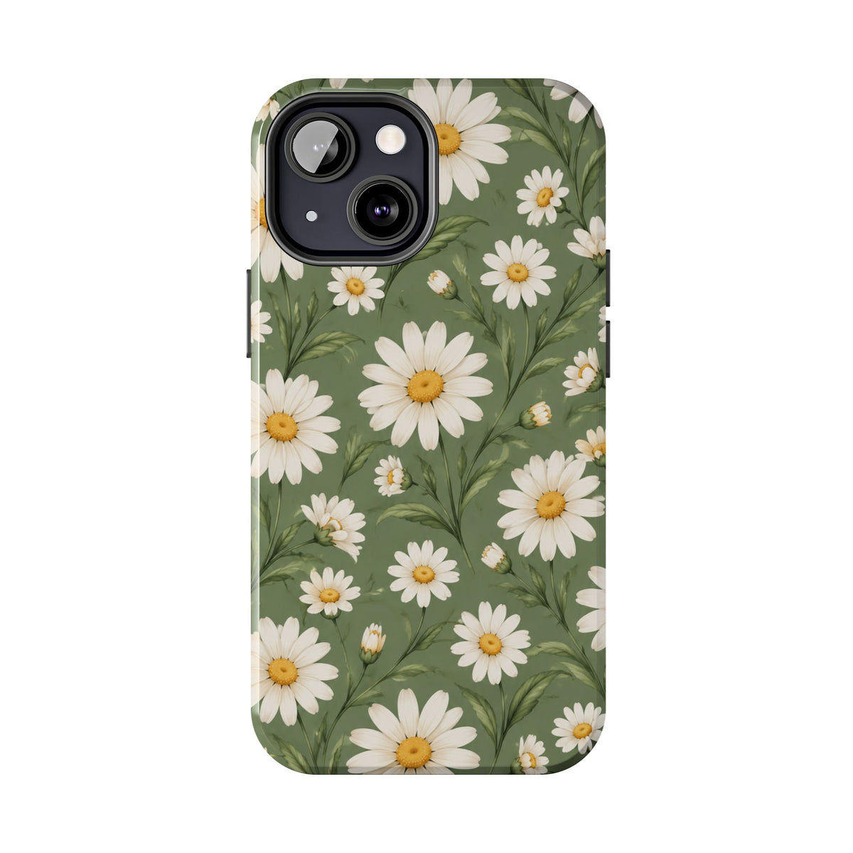 Daisy Pattern Tough Phone Case — Protective Floral iPhone Case