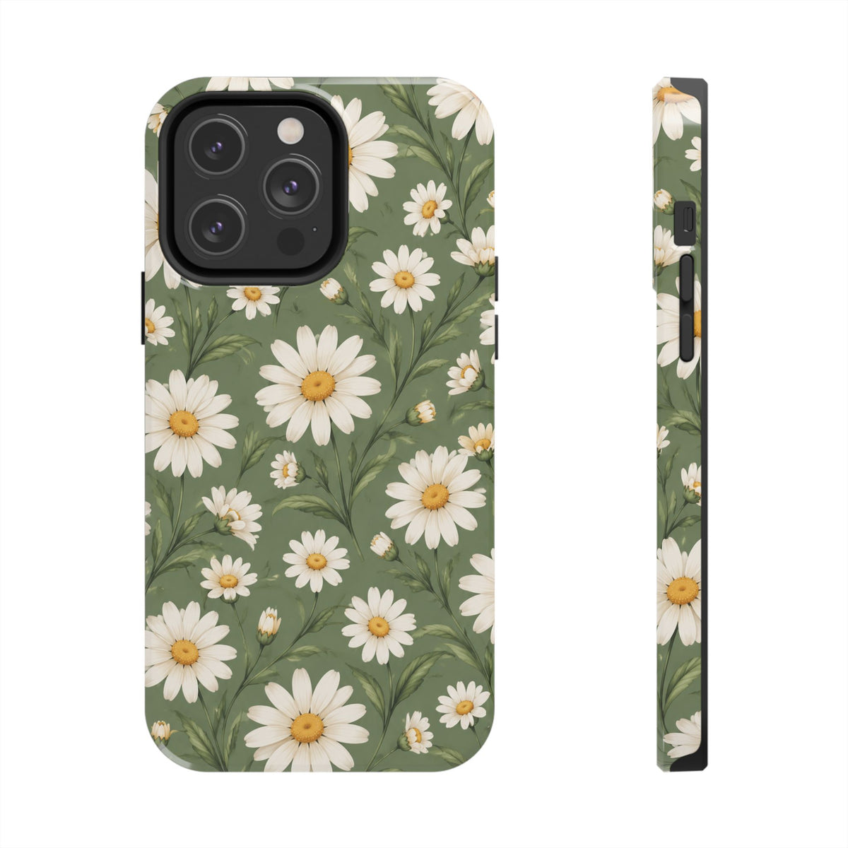 Daisy Pattern Tough Phone Case — Protective Floral iPhone Case