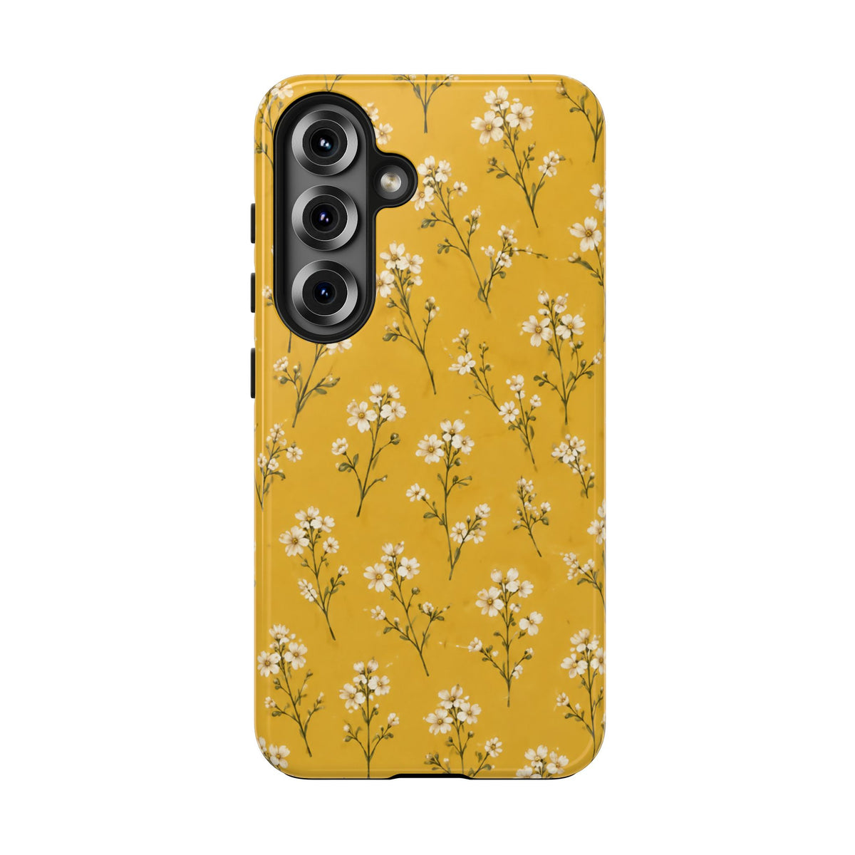Mustard Floral Tough Phone Case — Daisy Sprig Protective Phone Case