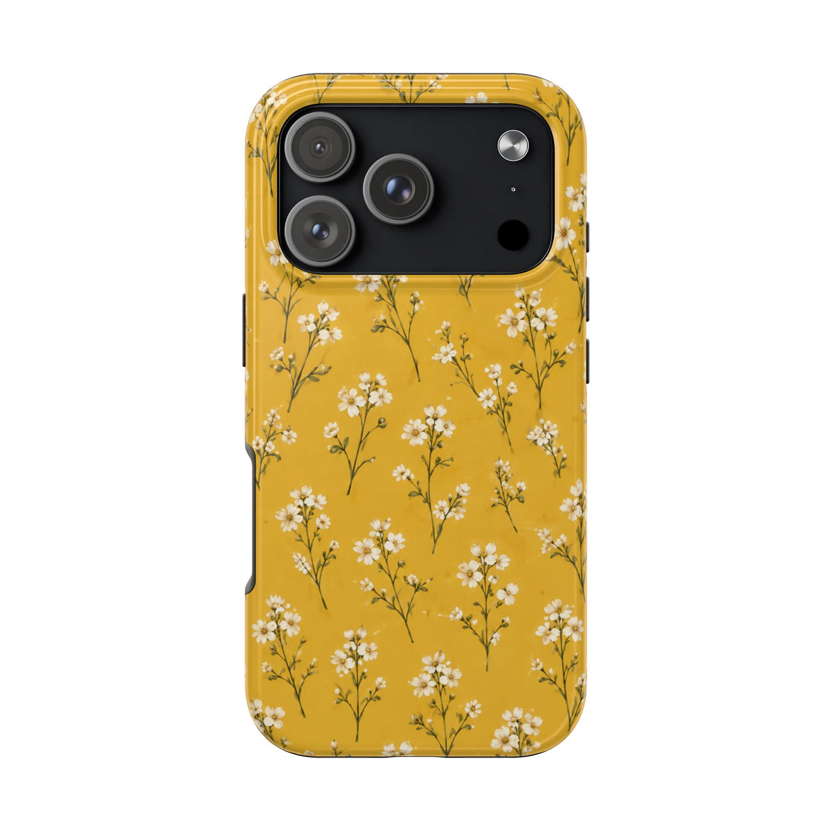 Mustard Floral Tough Phone Case — Daisy Sprig Protective Phone Case